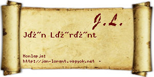 Ján Lóránt névjegykártya
